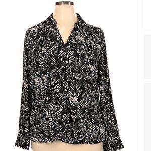 Dana Buchman Snake Print Long-Sleeve Button Down Blouse